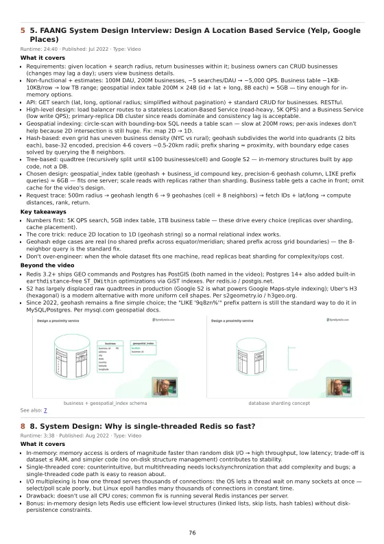 Page 76 of ByteByteGo — The Complete Channel Summary: Entry 5 — Design a location-based service